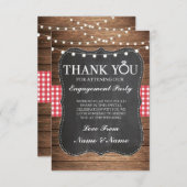 チョークの木製の素朴で赤いチェックカードありがとう サンキューカード (正面/裏面)