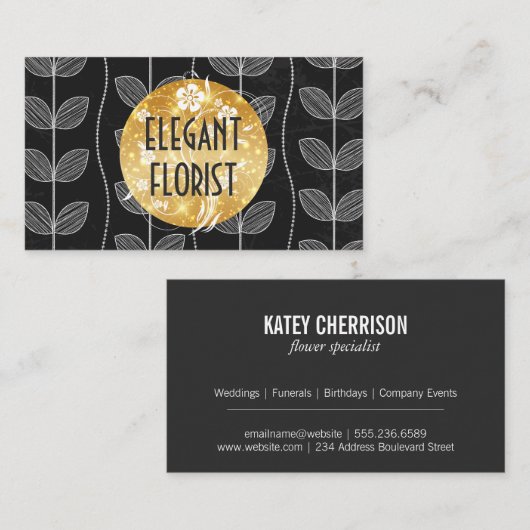 チョークの花のドードル 名刺 (正面/裏面)