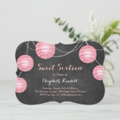 チョークのSweet sixteenの招待状のピンクのランタン 招待状 (スタンド正面)