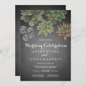 チョークアート多肉植物結婚式招待状 招待状 (正面/裏面)