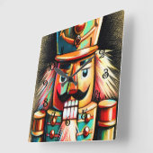 チョークイラストレーションクリスマスナツクラッカーII スクエア壁時計 (傾斜)