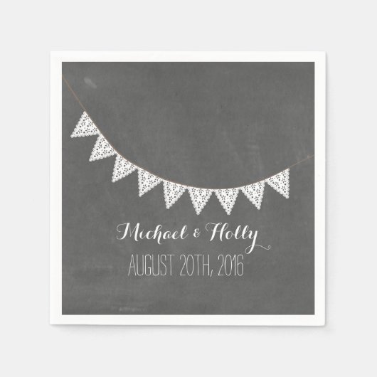 チョークインスパイアボードアイレット結婚バンティング スタンダードカクテルナプキン (正面)