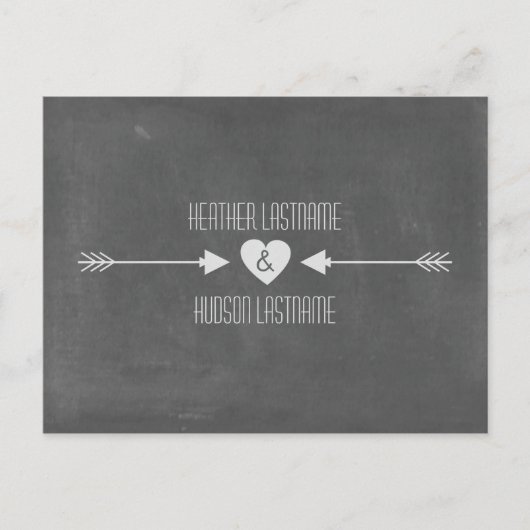 チョークインスパイアボード矢印の日付を保存 – 白 案内ポストカード (正面)