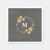 チョークインスパイアモノグラムリース結婚ズナプキン スタンダードカクテルナプキン (正面)