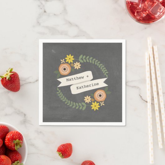 チョークインスパイアリース結婚のナプキン スタンダードカクテルナプキン (インサイチュ)