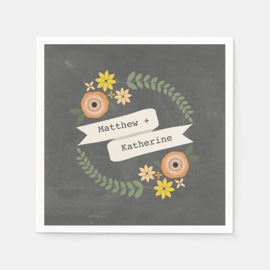 チョークインスパイアリース結婚のナプキン スタンダードカクテルナプキン (正面)