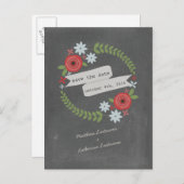 チョークインスパイアリース&バナー日付の保存 案内ポストカード (正面/裏面)