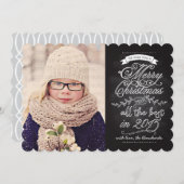 チョークエレガントボモダンードクリスマスフォトカード シーズンカード (正面/裏面)