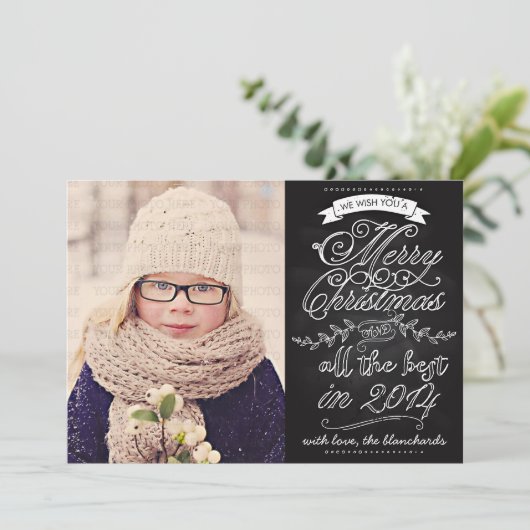 チョークエレガントボモダンードクリスマスフォトカード シーズンカード (スタンド正面)