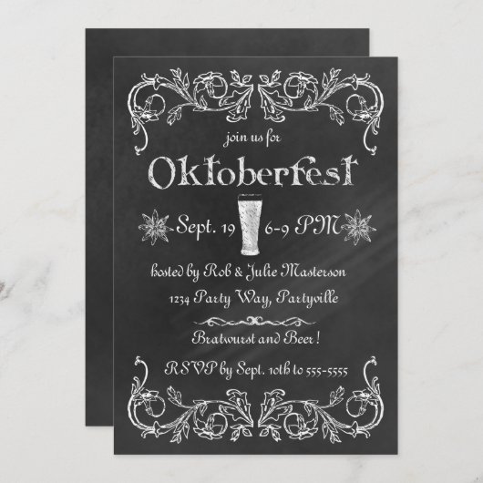 チョークエレガントボードオクトーバーフェスト招待状 招待状 (正面/裏面)