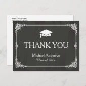 チョークエレガントボードグラッドキャップ卒業ありがとう ポストカード (正面/裏面)