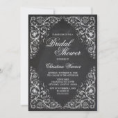 チョークエレガントボードコーナーフローリッシュブライダルシャワー 招待状 (正面)