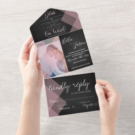 チョークエレガントボードパステルモノグラムフォトズ結婚ズ オールインワン招待状