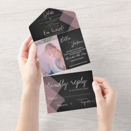 チョークエレガントボードパステルモノグラムフォトズ結婚ズ オールインワン招待状