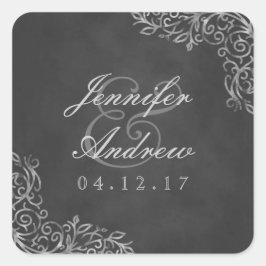 チョークエレガントボードフィリグリー結婚式用シール スクエアシール