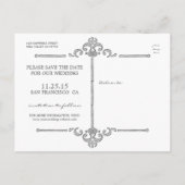 チョークエレガントボード日付のハガキ結婚ーを保存 案内ポストカード (裏面)