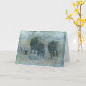 チョークエレファントグリーティングカード カード (黄色い花)