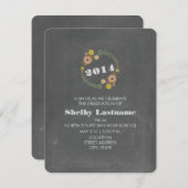 チョークオレン刺激を受けたジフローラリース卒業 招待状 (正面/裏面)