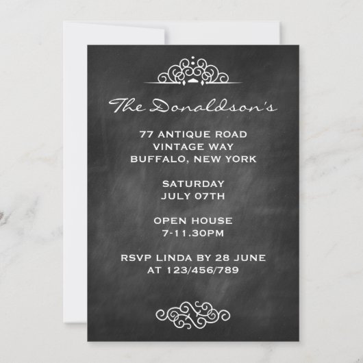 チョークカスタマイズボード引っ越し祝いパーティーパーティー招待状 招待状 (裏面)