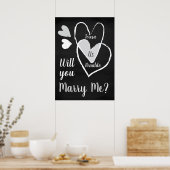 チョークカスタムハート「私と結婚するのは何だ？」 ポスター (キッチン)