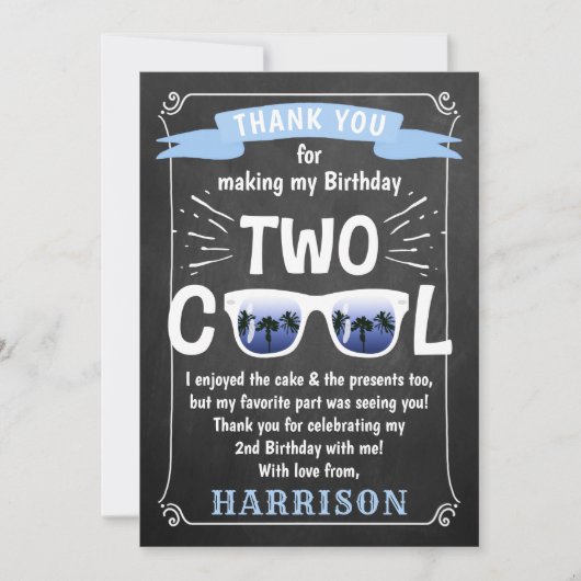 チョークカッコいいボード男の子2歳の誕生日 サンキューカード (正面)