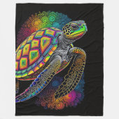 チョークカラフルスケッチウミガメ フリースブランケット (正面)