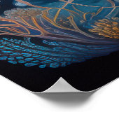 チョークカラフルスケッチクラゲ ポスター (角)