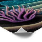 チョークカラフルスケッチリーフフィッシュピンク ポスター (角)