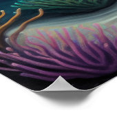 チョークカラフルスケッチリーフフィッシュピンクII ポスター (角)