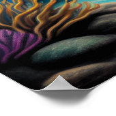 チョークカラフルスケッチリーフフィッシュ ポスター (角)