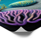 チョークカラフルスケッチリーフフィッシュII ポスター (角)