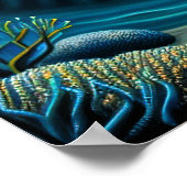 チョークカラフルスケッチリーフフィッシュIII ポスター (角)