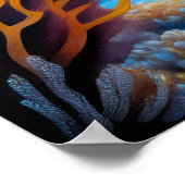 チョークカラフルスケッチ魚 ポスター (角)