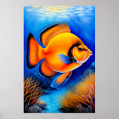 チョークカラフルスケッチ魚 ポスター (正面)