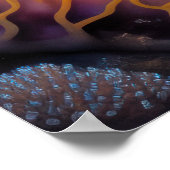 チョークカラフルスケッチ魚 ポスター (角)