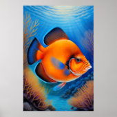 チョークカラフルスケッチ魚 ポスター (正面)