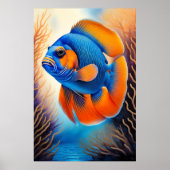 チョークカラフルスケッチ魚 ポスター (正面)