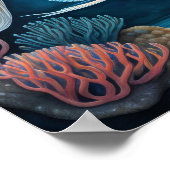チョークカラフルスケッチ魚 ポスター (角)