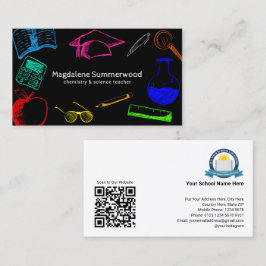 チョークカラフルスタイルスクール先生オンブラック 名刺