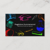 チョークカラフルスタイルスクール先生オンブラック 名刺 (正面)