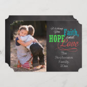 チョークカラフルボードの信仰、希望、愛の写真 シーズンカード (正面/裏面)