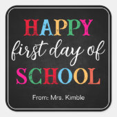 チョークカラフルボード学校のステッカー(四角) スクエアシール (正面)