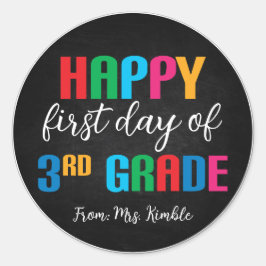 チョークカラフルボード3年生スクールステッカー ラウンドシール