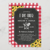 チョークギンガムサンフラワーバーベキュー夫婦のシャワーを行う 招待状 (正面/裏面)