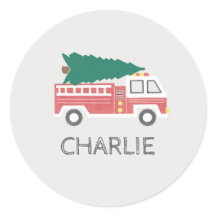 チョーククラシッククリスマスツリーを消防車に