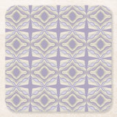 チョークグレーラベンダーオクタゴンスター幾何学的デザイン スクエアペーパーコースター (正面)