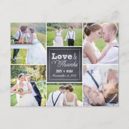 チョークコラージュ結婚の写真サンキューカード サンキューカード