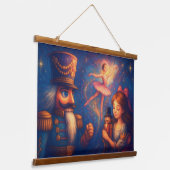 チョークスケッチかわいいくるみクラッカーバレエのクリスマス 吊り下げ型タペストリー (傾斜あり)