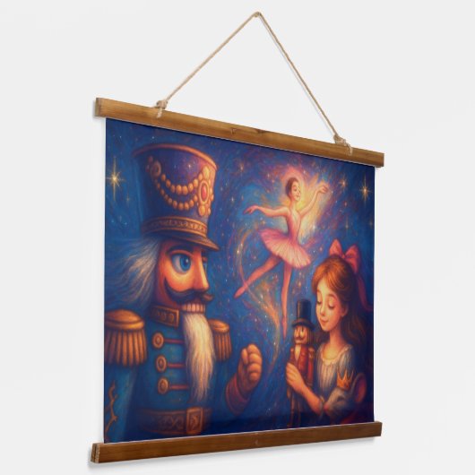 チョークスケッチかわいいくるみクラッカーバレエのクリスマス 吊り下げ型タペストリー (傾斜あり)