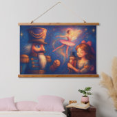 チョークスケッチかわいいくるみクラッカーバレエのクリスマス 吊り下げ型タペストリー (寝室)